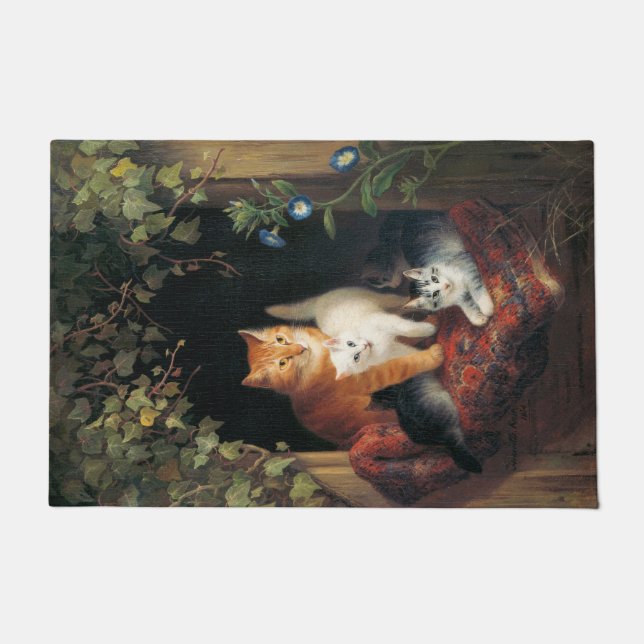 Tapete Gato Com Gatinhos (Arte Animal) (Frente)