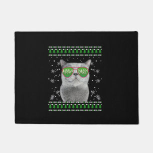 Tapete Gato com óculos de sol Suéter de Natal Feliz