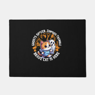 Tapete Gato Corajoso Engraçado Caminhando Espantalho Que 