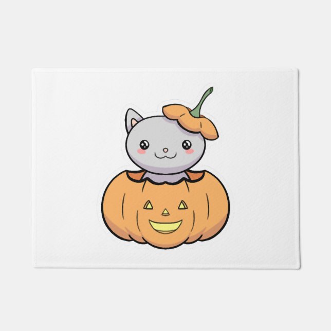 Tapete Gato de Abóbora do Halloween (Frente)