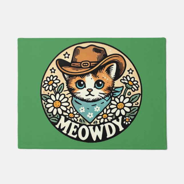 Tapete Gato de Gatinho de Cowboy Meowdy (Frente)
