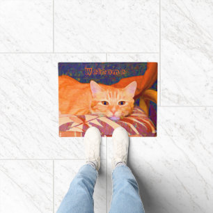 Tapete Gato de gato malhado alaranjado brilhante bonito