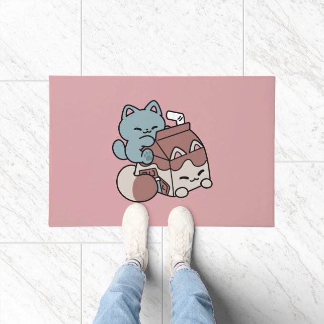 Tapete Gato de Leite Chocolate Kawaii – Bebida Aconchegan (Interior)