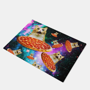 Tapete Gato de pizza espacial engraçado