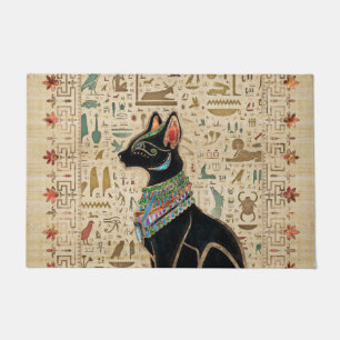 Tapete Gato Egípcio - Bastet sobre papiro