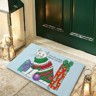 Tapete Gato Engraçado de Natal Feio