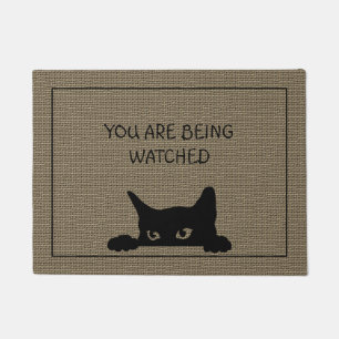 Tapete Gato Engraçado Russo Faux Burlap Door Mat
