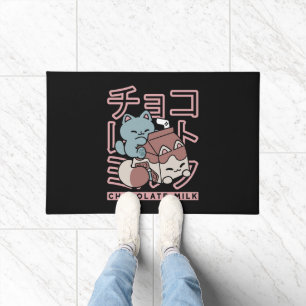 Tapete Gato Kawaii com Leite de Chocolate – Arte Pop Japo