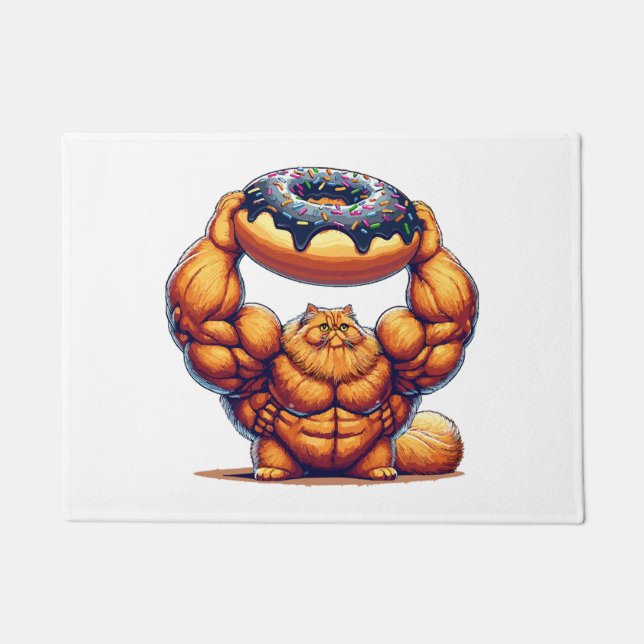 Tapete Gato Musculoso Levantando Donut (Frente)