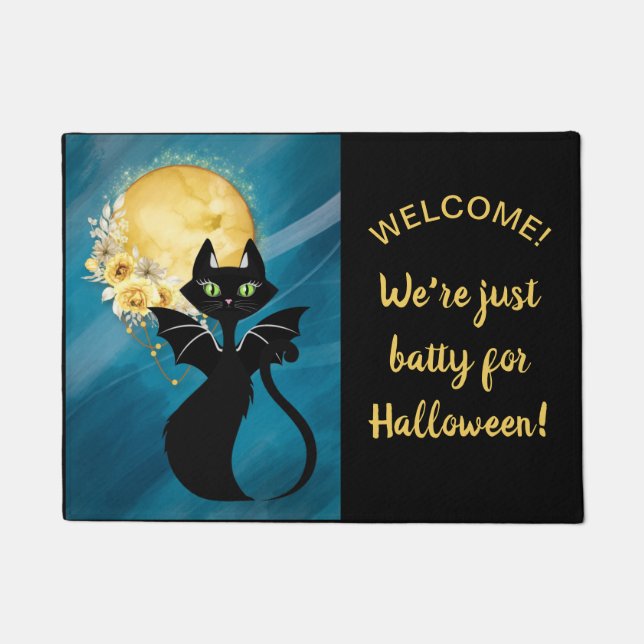 Tapete Gato Negro | Bat Cat | Halloween Elegante 18"x24" (Frente)