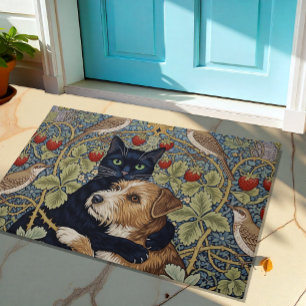 Tapete Gato Negro e Cachorro, Nova Arte Vintética Floral