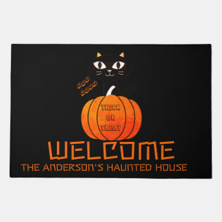 Tapete Gato Negro e Laranja, Gato Assombrado Halloween