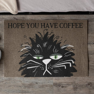 Tapete Gato Negro Engraçado Esperança Que Tenha Café Bem-