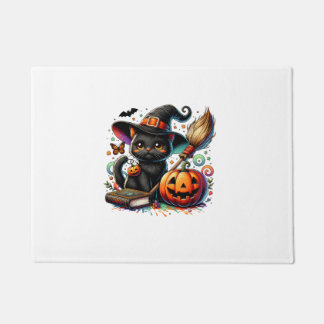 Tapete Gato Negro Engraçado Feiticeiro Wand Pumpkin Cute 