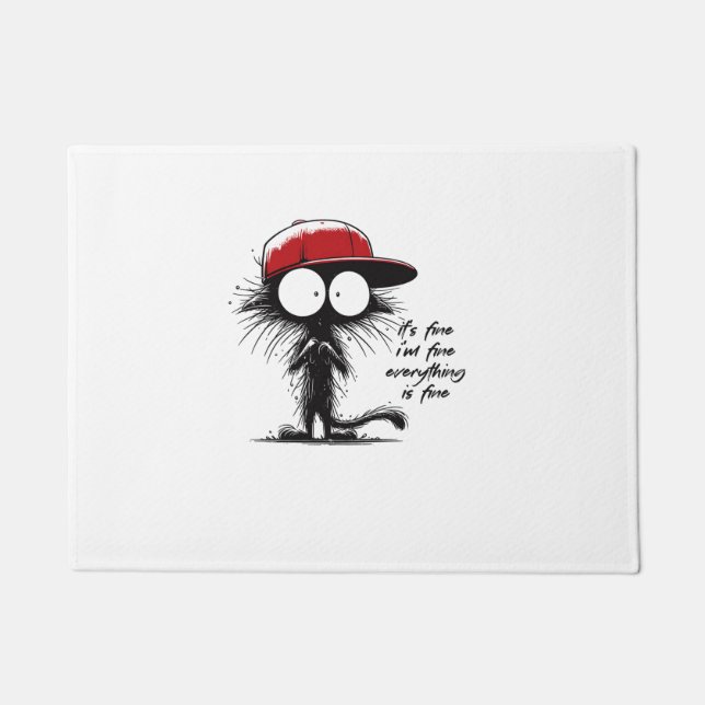 Tapete Gato Negro Está bem Estou bem Está tudo bem (Frente)