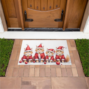 Tapete Gato Persa Vestido de Natal Chapéu de Papai Noel