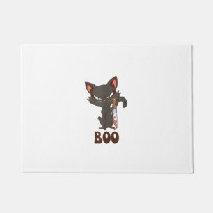 Tapete Gato Preto de Halloween Felino Assustador com Cami