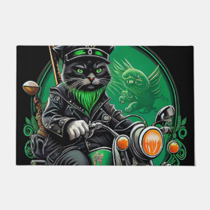 Tapete Gato preto dirigindo bicicleta no Dia de São Patrí