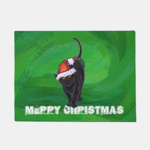 Tapete Gato preto do Natal no verde