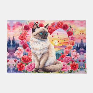 Tapete Gato siamês no Coração das Rosas Sunset