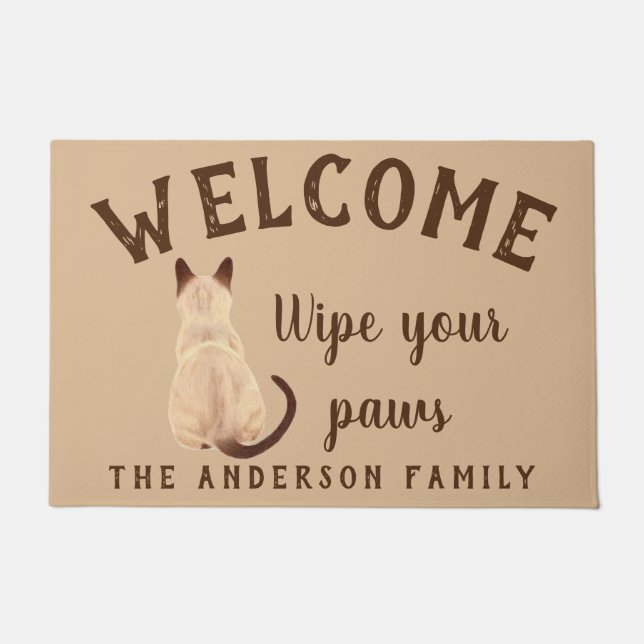 Tapete Gato Siamese de Sasha que senta o costume traseiro (Frente)