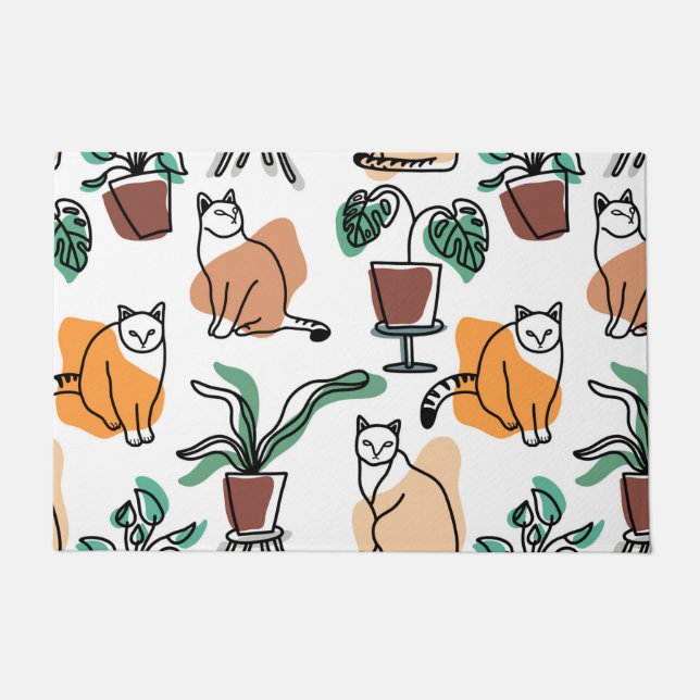 Tapete Gatos e flores para desenho de linhagens (Frente)