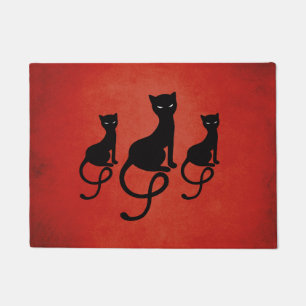 Tapete Gatos pretos graciosos maus do vermelho três