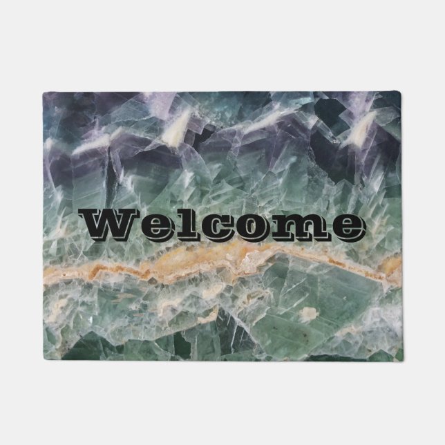 Tapete Gema de Fotografia Mineral de Fluorite Roxo Verde  (Frente)