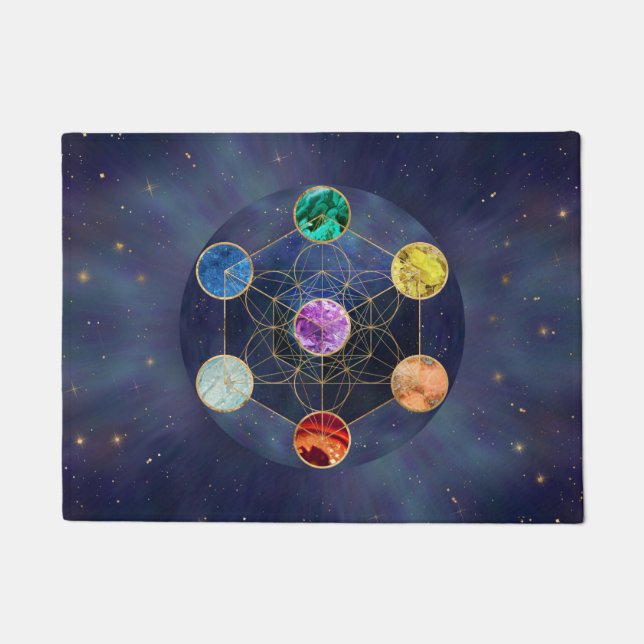 Tapete Geometria Sagrada do Cubo Chakras (Frente)