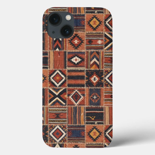 Tapete Geométrico Kilim Patchwork Rústico (Verso)