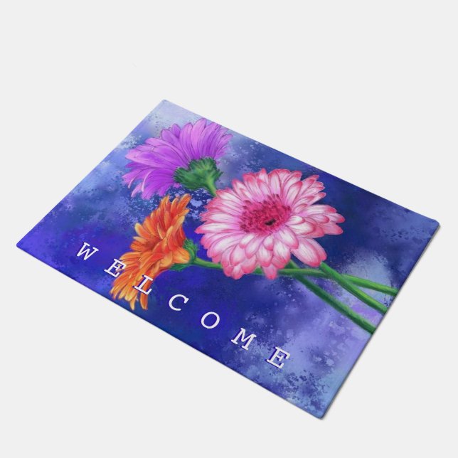 Tapete Gerberas Doormat - Bem-vindo (Inclinado)