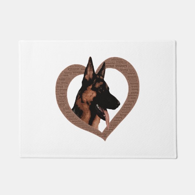 Tapete German shepherd com Arte de Palavras em Forma de C (Frente)