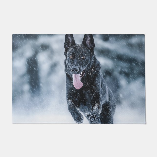 Tapete German shepherd preto no Cobrir da escova de neve (Frente)