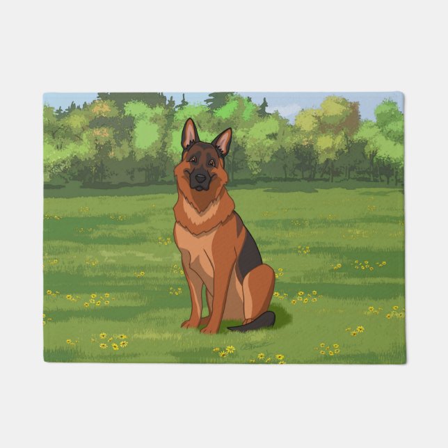 Tapete German shepherd vermelho e preto GSD (Frente)