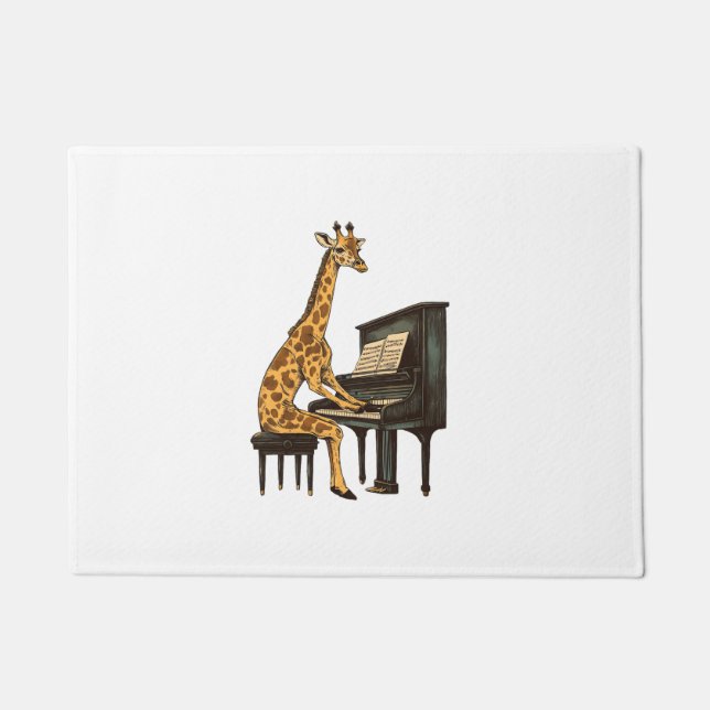 Tapete Girafa Bonita Tocando Piano Girafas Músicas (Frente)