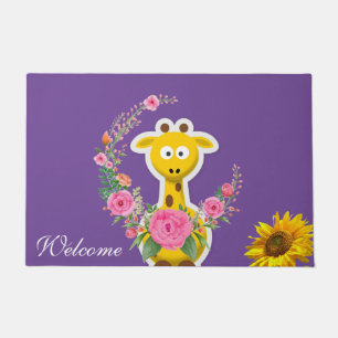 Tapete Girafa Floral Giraffe Door Mat