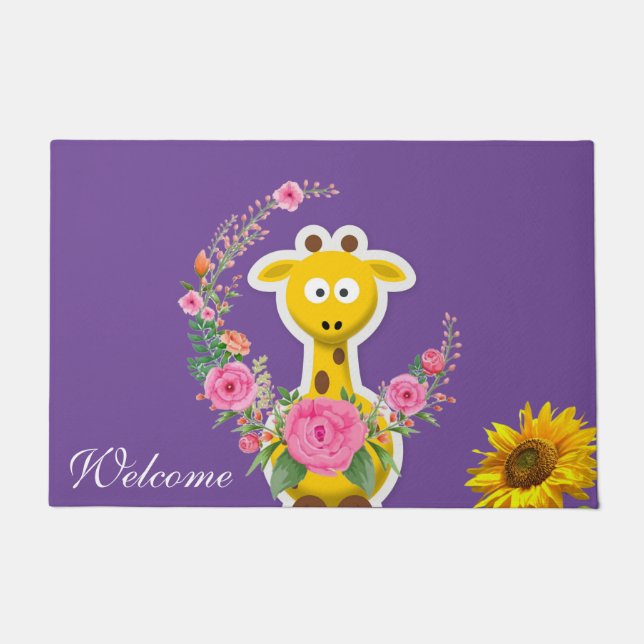 Tapete Girafa Floral Giraffe Door Mat (Frente)
