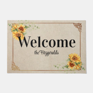 Tapete Girassóis com Nome Personalizado de Quadro Vintage