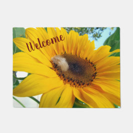 Tapete Girassol Amarelo e Penas - Porta