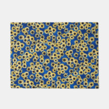 Girassol no Doormat azul