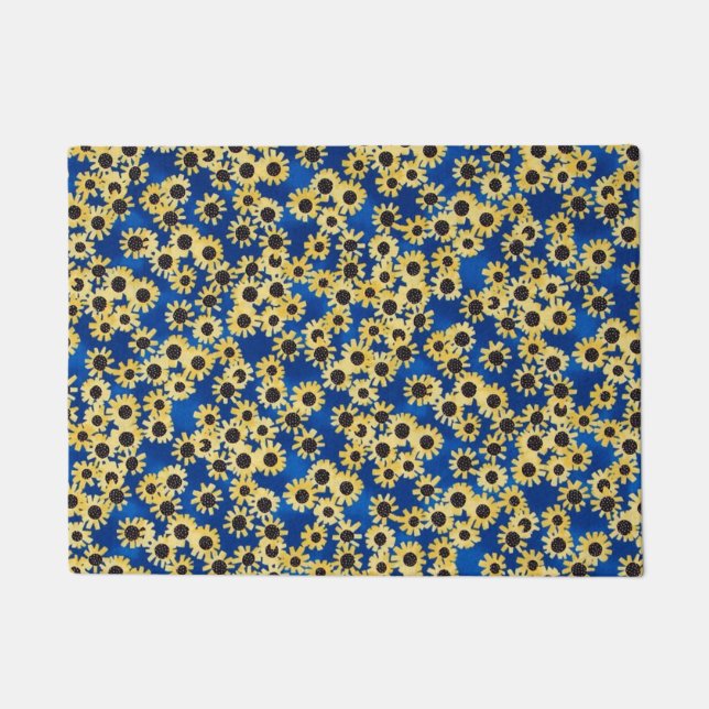 Tapete Girassol no Doormat azul (Frente)