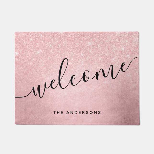 Tapete Glitor de ouro rosa de gradiente feminino elegante (Frente)