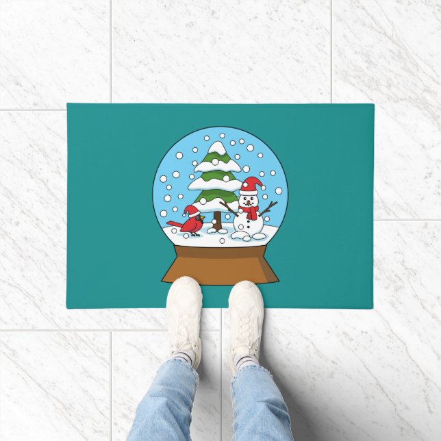 Tapete Globo de Neve com Cardeal Snowman e Pine Tree (Interior)