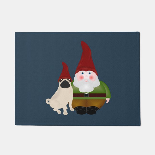Tapete Gnome e Pug Door Mat (Frente)