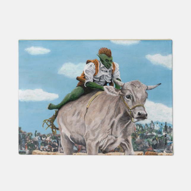 Tapete Goblin Rider Ox Racing Fantasy Art Door Mat (Frente)
