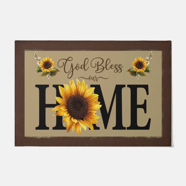 Tapete God Bless Our Home, Cute Sunflowers  (Frente)