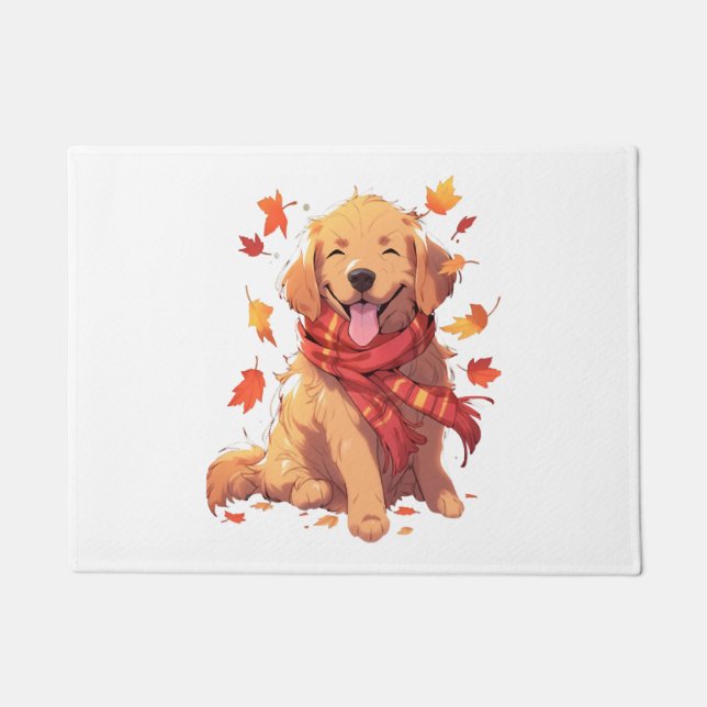 Tapete Golden Retriever Fall Dog Autumn Leaves (Frente)