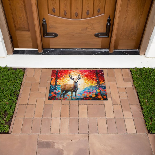 Tapete Golden Sunset Floral Fall Forest Deer (Ar livre)