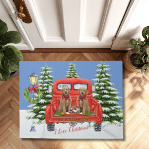 Tapete Goldendoodles Red Vintage Família Caminhão