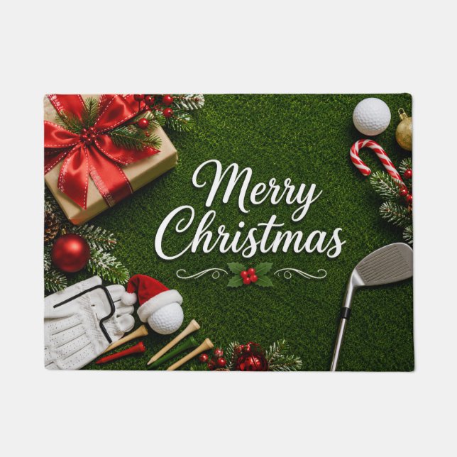 Tapete Golfe Natal temático em grama verde (Frente)